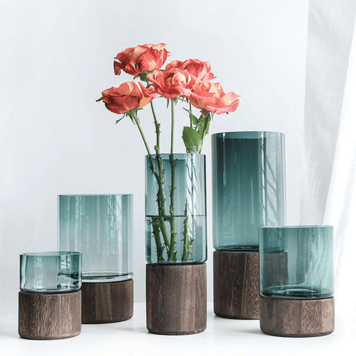 Serenity Wood Base Glass Vases | Sage & Sill