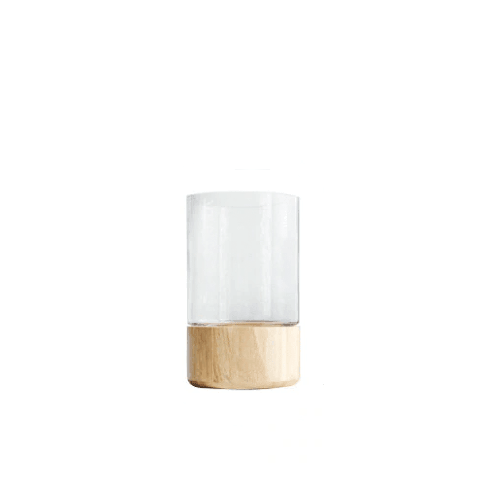 Serenity Wood Base Glass Vases Wheat / M | Sage & Sill