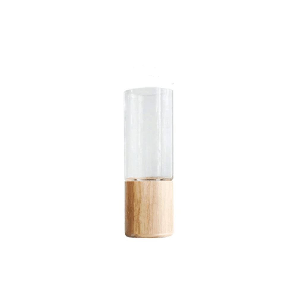 Serenity Wood Base Glass Vases Wheat / L | Sage & Sill