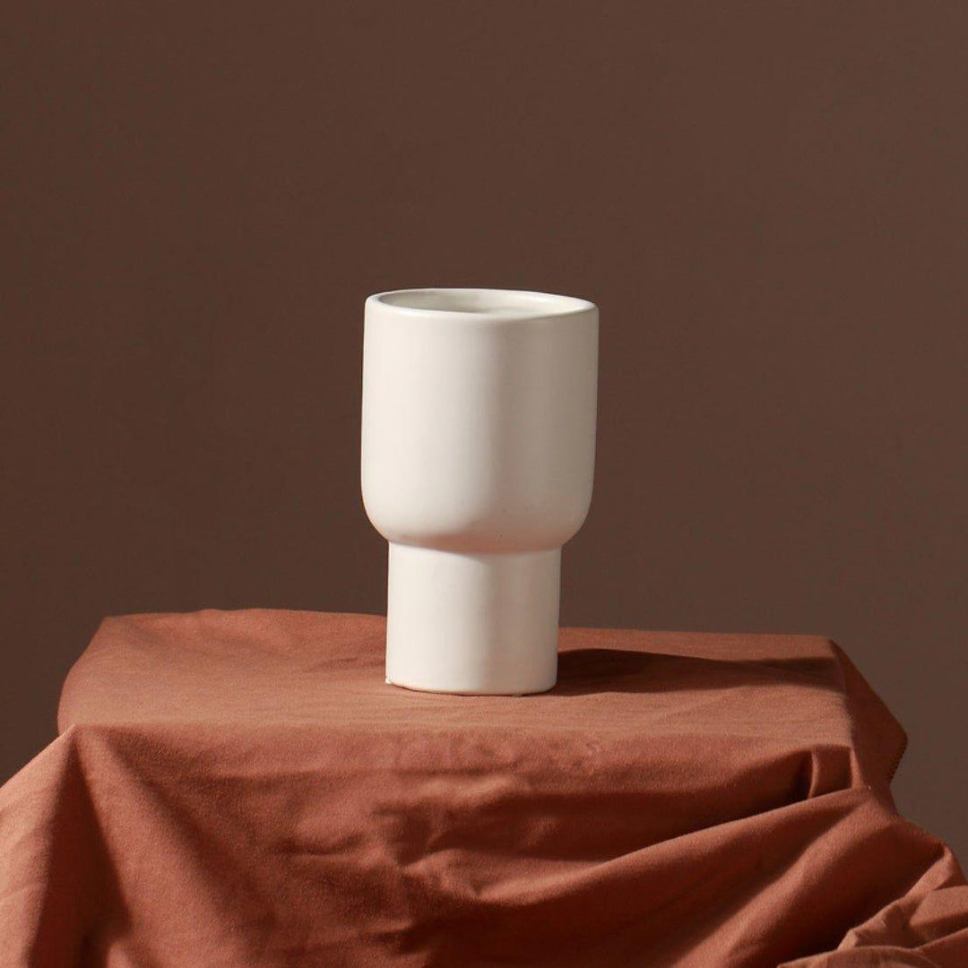 Taupe Monochrome Ceramic Vases Narrow Bottom / Ivory | Sage & Sill