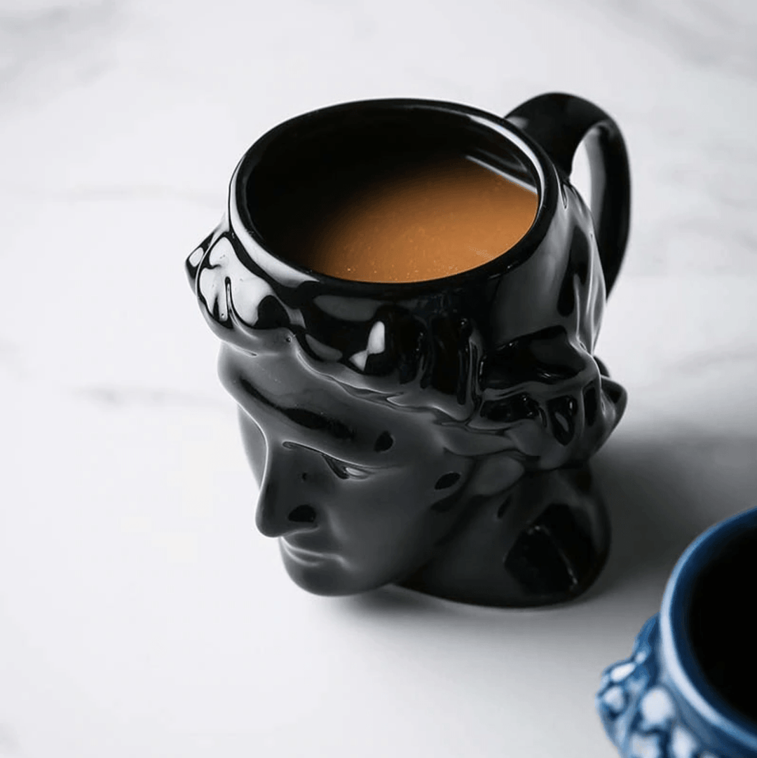 David's Head Ceramic Porcelain Mug Black | Sage & Sill