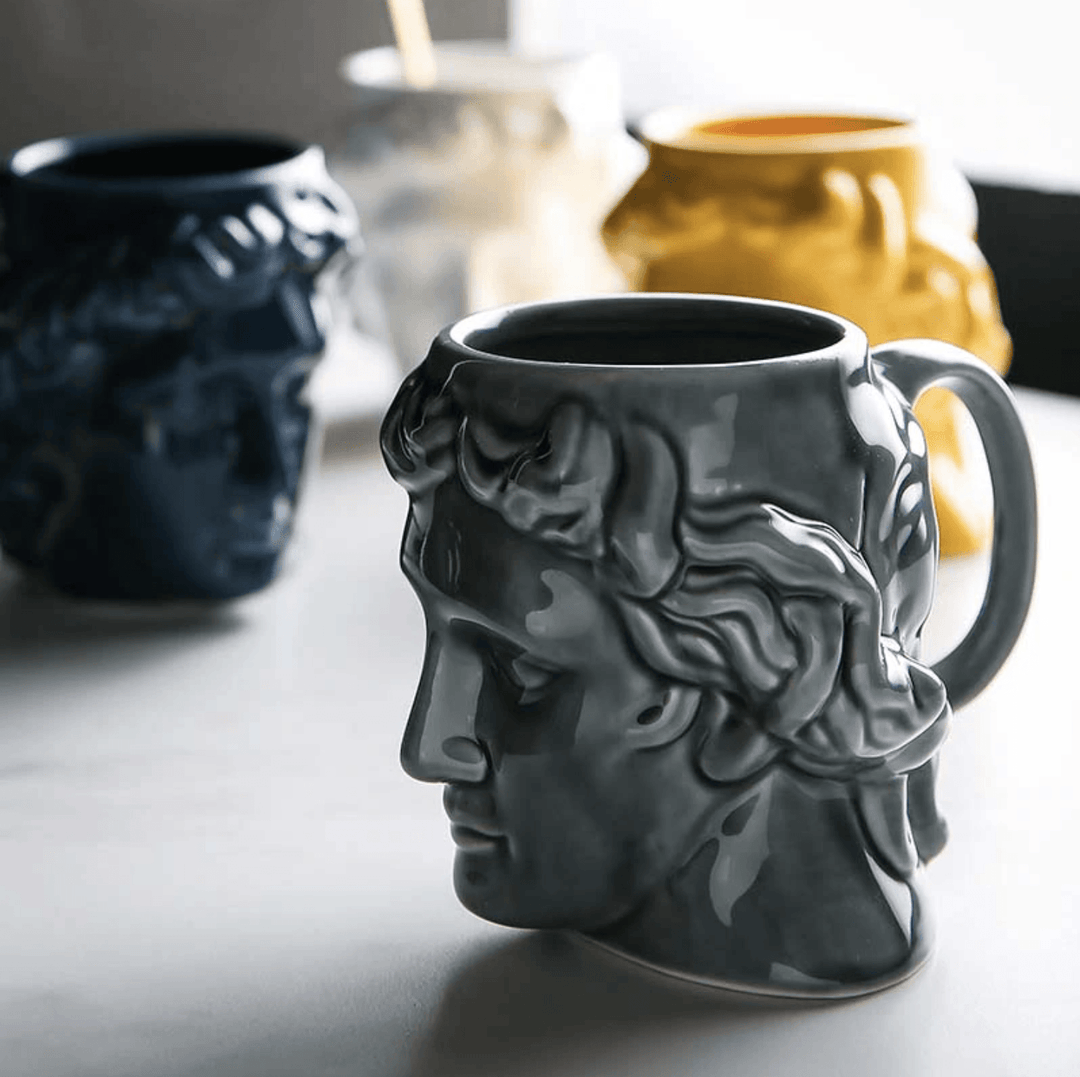 David's Head Ceramic Porcelain Mug Gray | Sage & Sill