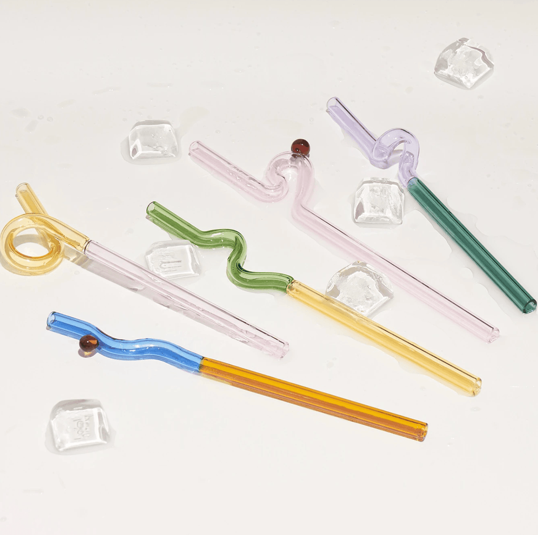 Reusable Artistry Heat Resistant Glass Straws Twist Straws