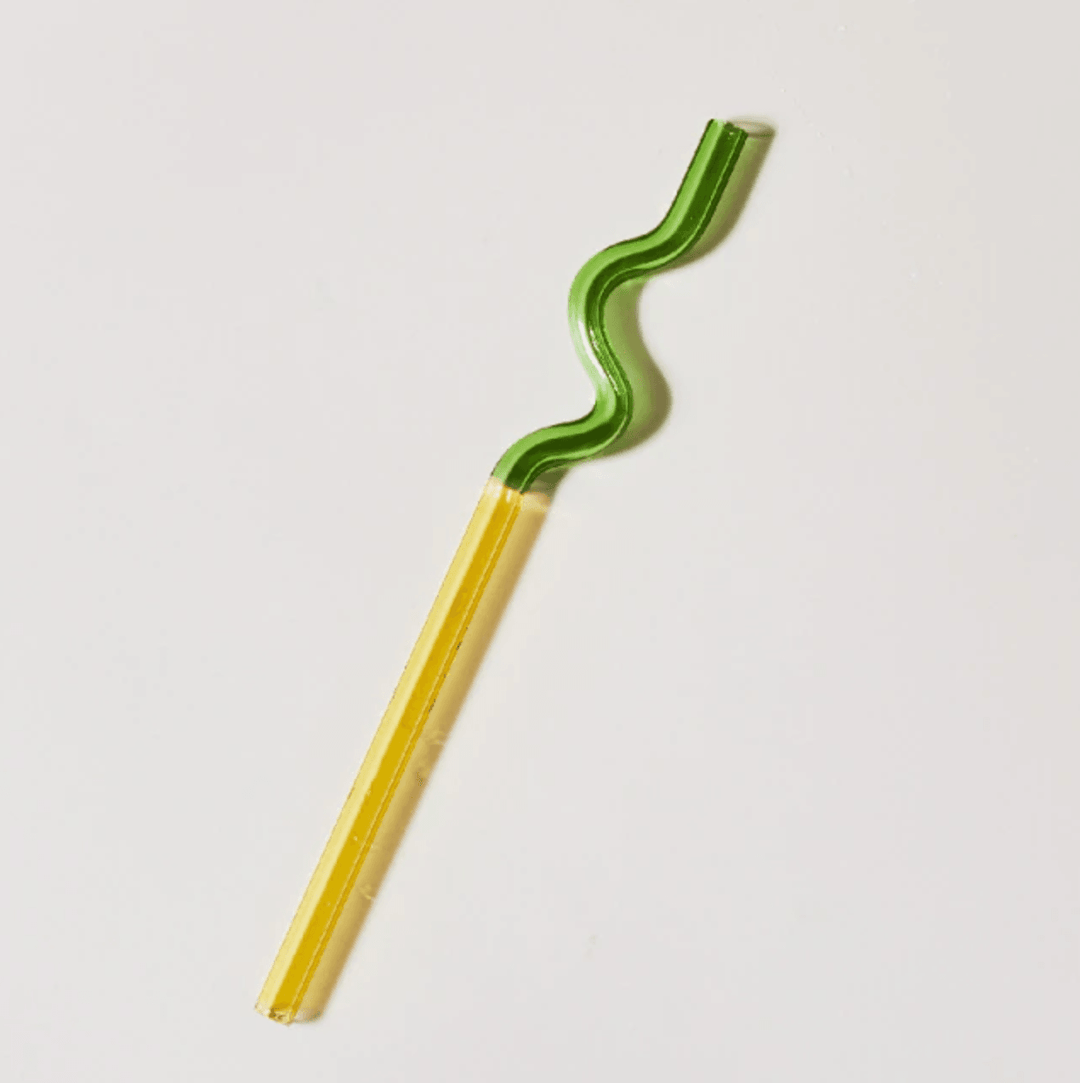 Twist Colorful Glass Straw Green / GreenYellow / Wave | Sage & Sill