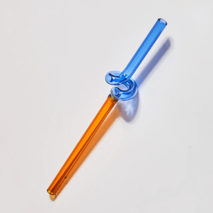 Twist Colorful Glass Straw Orange / DodgerBlue / Twist | Sage & Sill