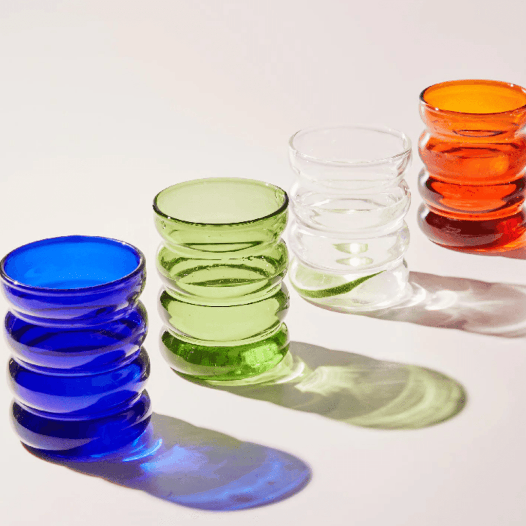 Colorful Bubble Glass Cups MediumBlue | Sage & Sill