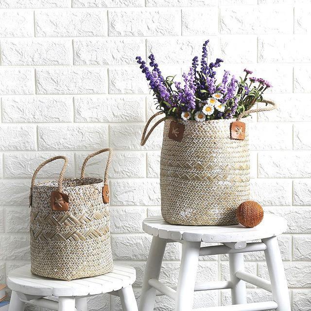 Woven Storage Baskets with Handles White / Set | Sage & Sill