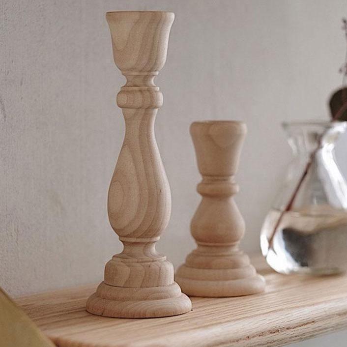 Classic Wooden Taper Candle Holders