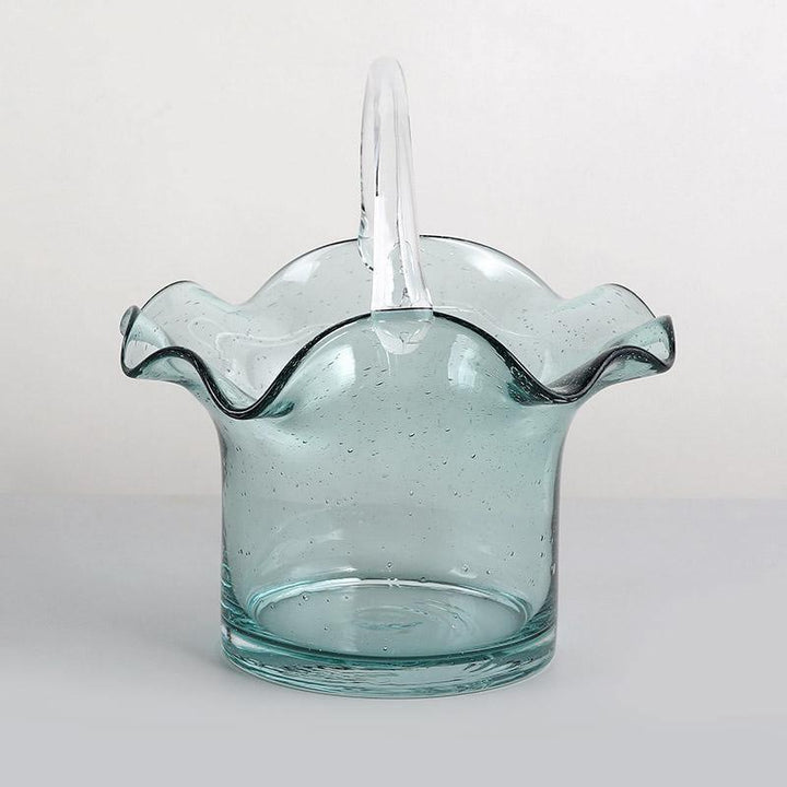 Tote Bag & Basket Glass Vase Wavy Basket Green | Sage & Sill