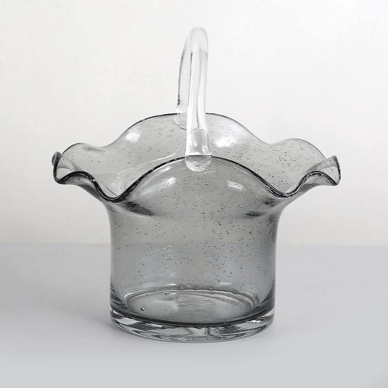 Tote Bag & Basket Glass Vase Wavy Basket Grey | Sage & Sill