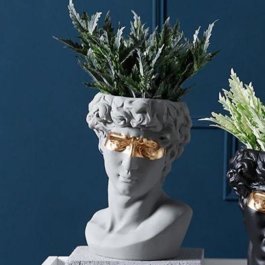 Ceramic David Bust Planter Vase Statue Grey | Sage & Sill