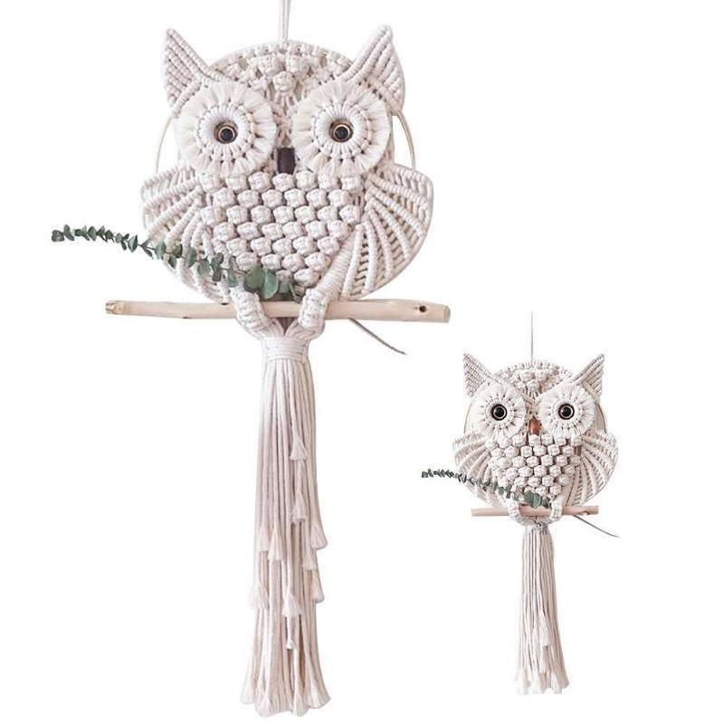 Handmade Owl Macrame Wall Hanging Tapestry | Sage & Sill
