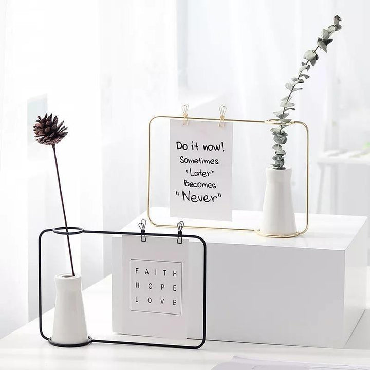 Iron Photo Display Frame with Ceramic Vase and Clips | Sage & Sill