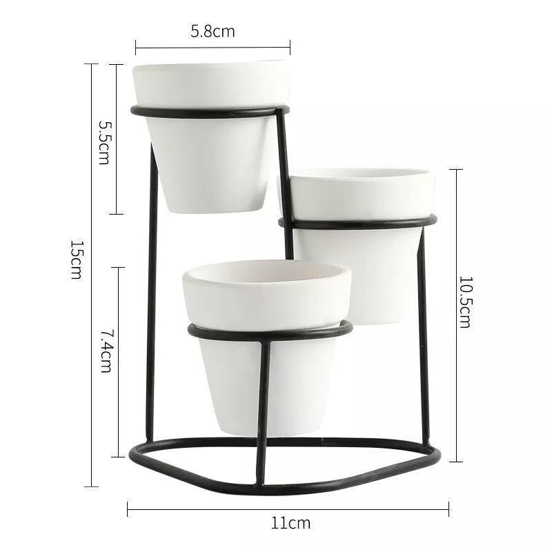 Tiered Ceramic Planters with Metal Stand | Sage & Sill