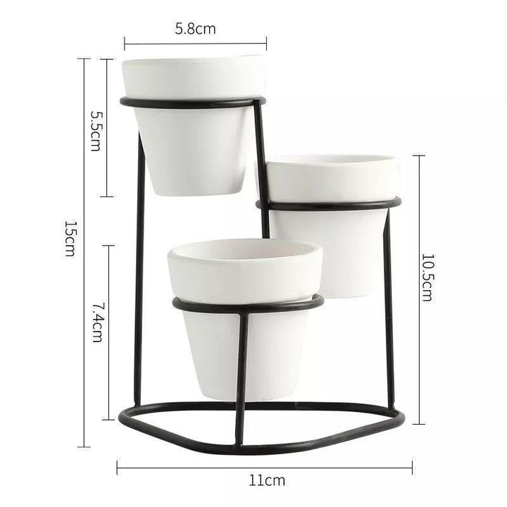 Tiered Ceramic Planters with Metal Stand | Sage & Sill