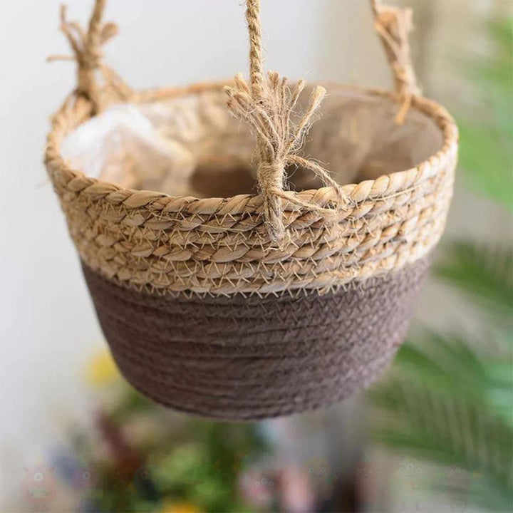 Woven Jute Rope Hanging Planter Basket SaddleBrown | Sage & Sill