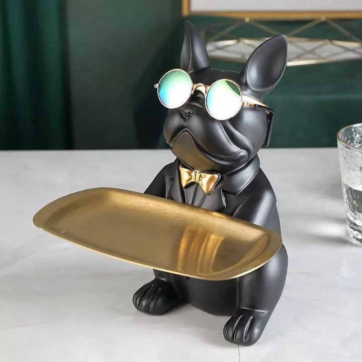 Cool French Bulldog Piggy Bank and Platter Statue Black | Sage & Sill