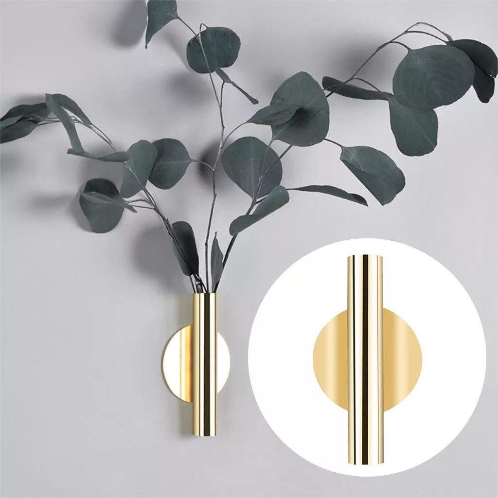 Modern Wall Mounted Metal Tube Vase Gold / Round | Sage & Sill