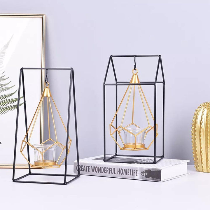 Geometric Iron Hanging Lantern Candle Holder or Vase | Sage & Sill