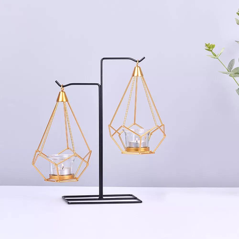 Geometric Iron Hanging Lantern Candle Holder or Vase | Sage & Sill