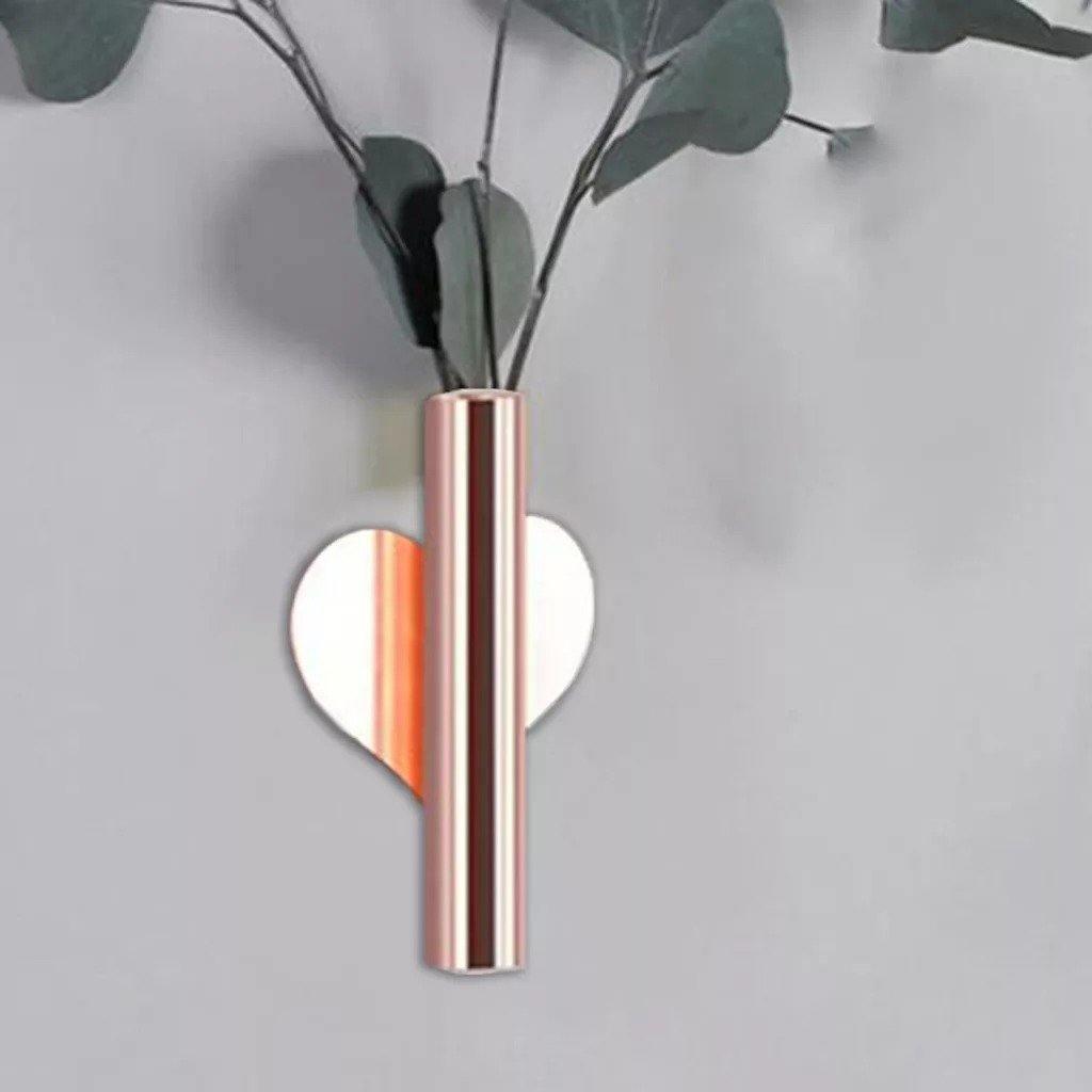 Modern Wall Mounted Metal Tube Vase Salmon / Heart | Sage & Sill