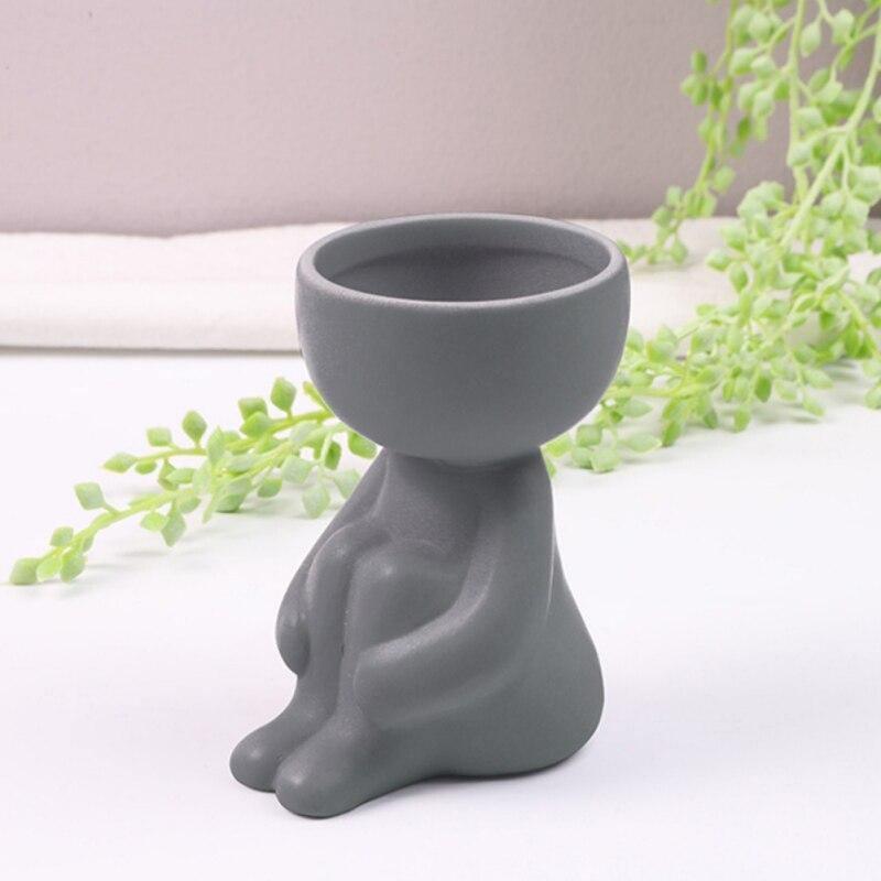 Little Human Ceramic Succulent Planter Hugging Knees / Grey | Sage & Sill