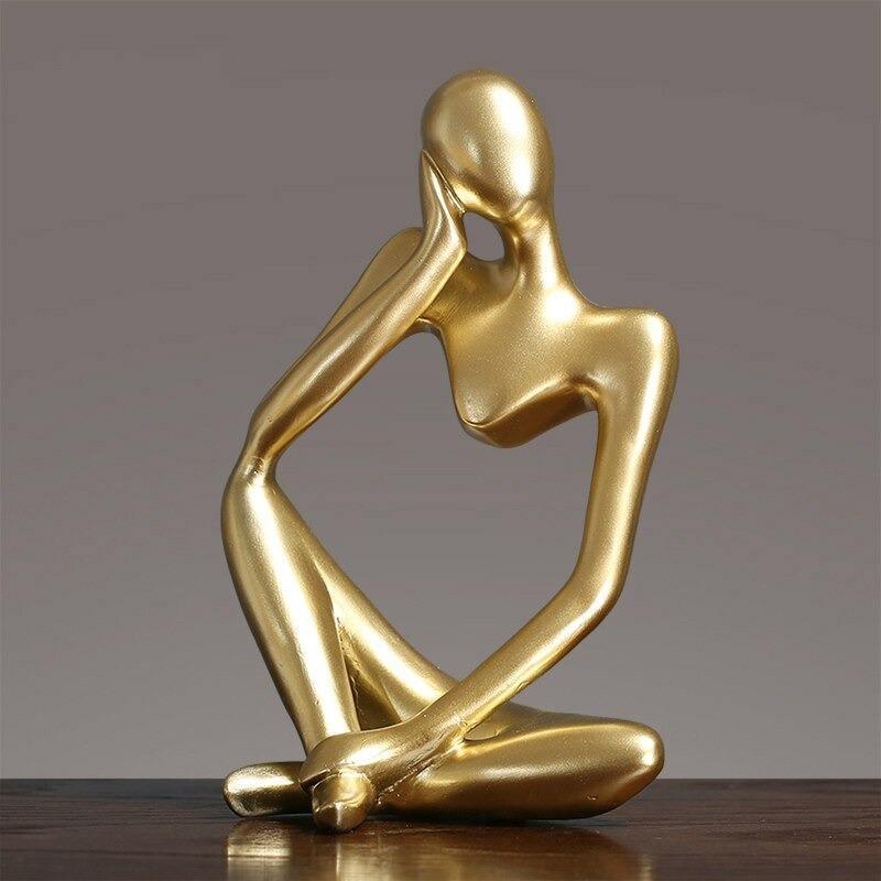 Abstract Thinker Figurine Sculpture Gold / Pensive | Sage & Sill