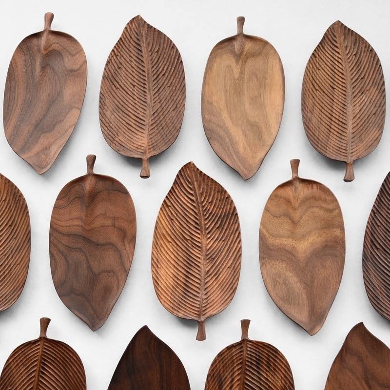 Bandejas de madera para servir hojas