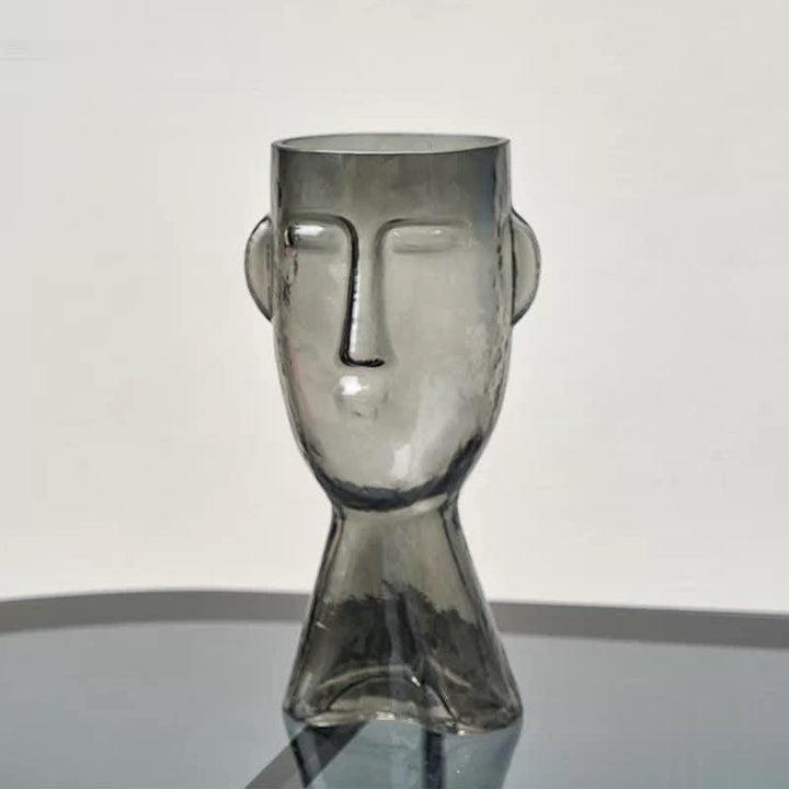 Abstract Face Blown Glass Vase Grey / Small | Sage & Sill