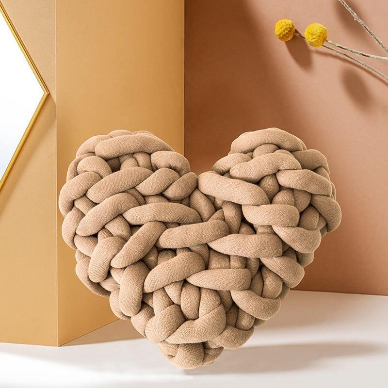 Coussin décoratif à nœud épais en forme de cœur de la Saint-Valentin