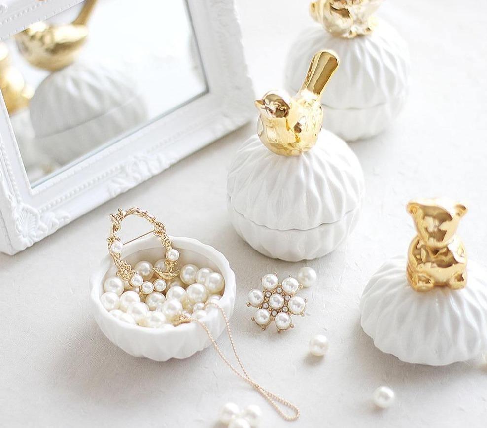 White and Gold Porcelain Jewelry Box | Sage & Sill