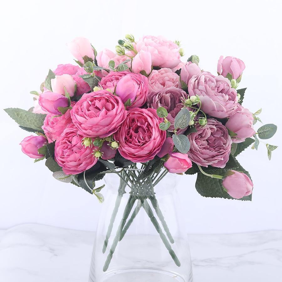 9-Piece Silk Faux Peonies Artificial Flowers | Sage & Sill
