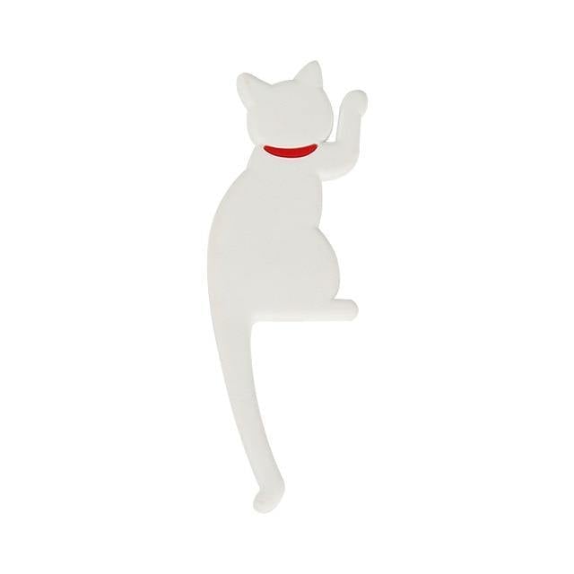 Flexible Adhesive Animal Fridge and Wall Hooks White Cat | Sage & Sill