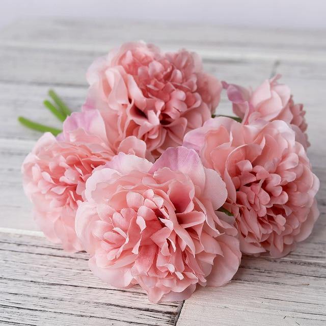 5-Piece Silk Faux Peonies Artificial Flowers LightCoral | Sage & Sill