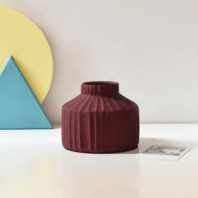 Isabel Textured Ceramic Vases Short Maroon | Sage & Sill