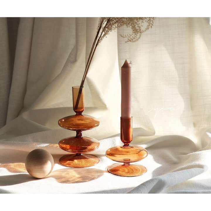 Autumn Glass Taper Candle Stick Holders