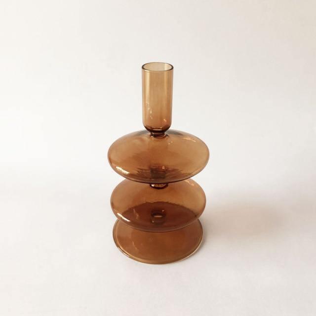 Autumn Glass Taper Candle Stick Holders