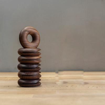 Wooden Doughnut Bag Clip 6 pcs walnut | Sage & Sill