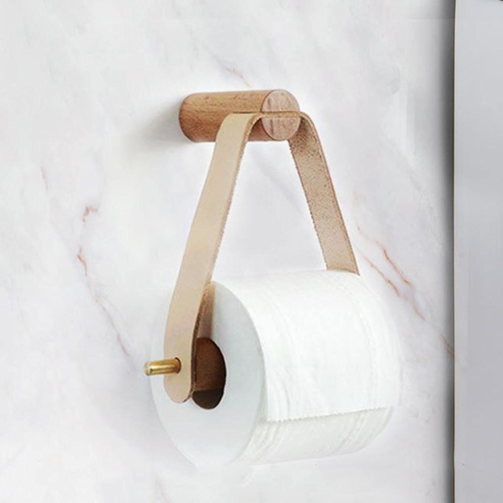 Leatherette and Oak Toilet Paper Holder | Sage & Sill