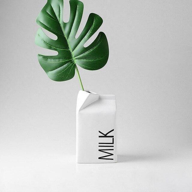 Cream Milk Vases white with black M | Sage & Sill