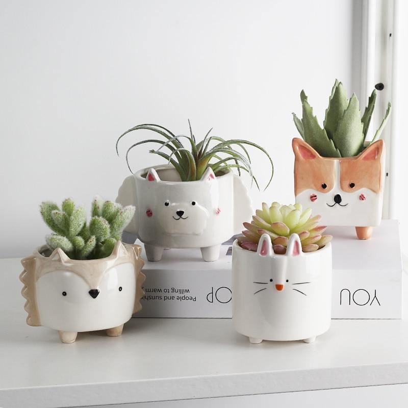 Boxy Animal Ceramic Succulent Planters 4-Piece Set | Sage & Sill
