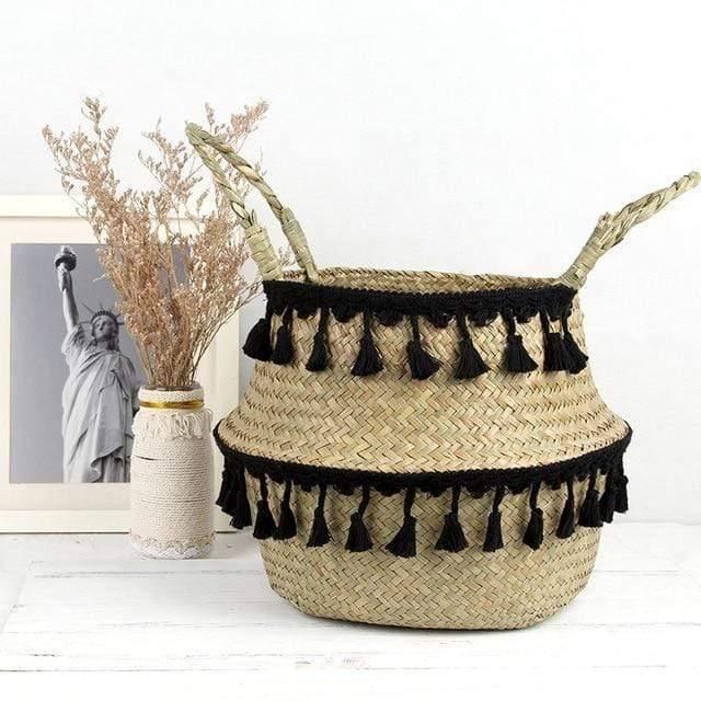 Boho Seagrass Wicker Basket Black / S (23X20 CM / 9X8 INCH) | Sage & Sill