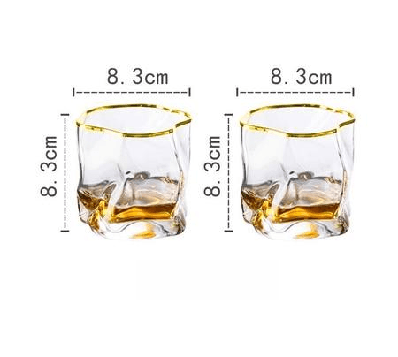 Distort Texture Whisky Glass 2-Piece Set 2-Piece Trimmed Gold | Sage & Sill