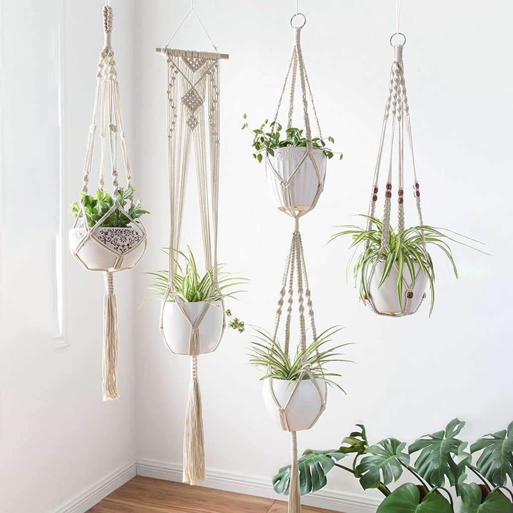 4-Piece Handmade Boho Macrame Plant Hanger Set | Sage & Sill