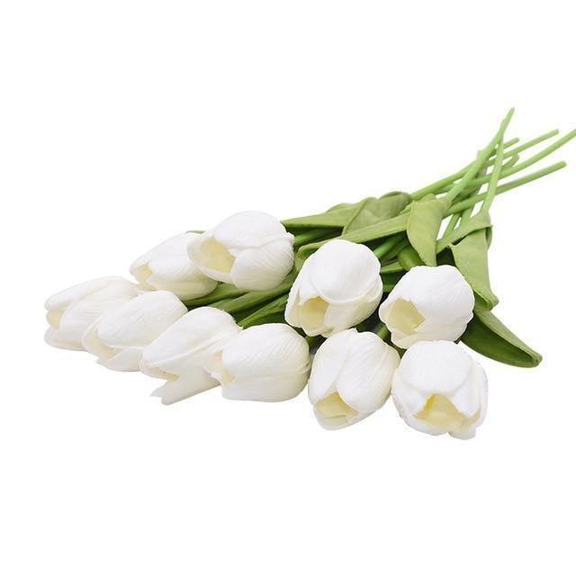 10-Piece Faux Tulips Artificial Flowers White | Sage & Sill