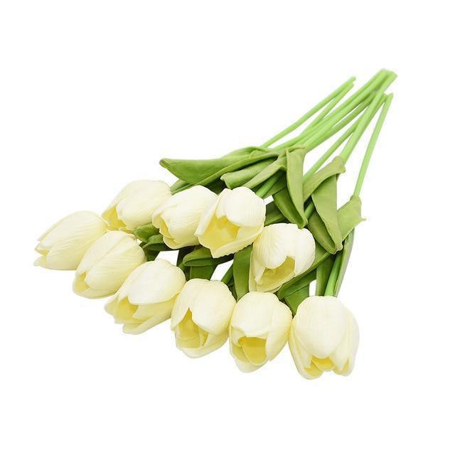 10-Piece Faux Tulips Artificial Flowers Ivory | Sage & Sill