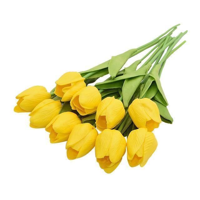 10-Piece Faux Tulips Artificial Flowers Yellow | Sage & Sill