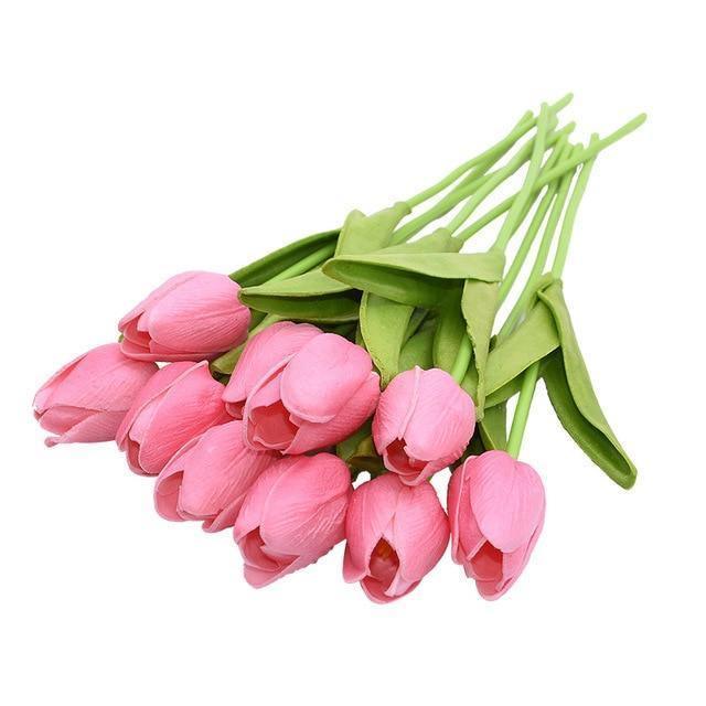 10-Piece Faux Tulips Artificial Flowers Pink | Sage & Sill