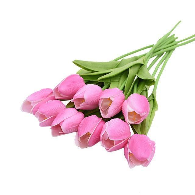 10-Piece Faux Tulips Artificial Flowers HotPink | Sage & Sill