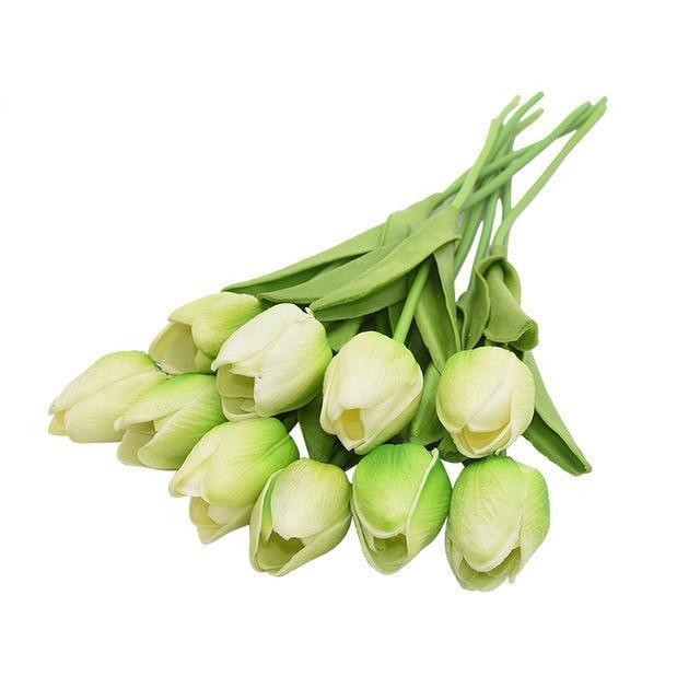 10-Piece Faux Tulips Artificial Flowers Green | Sage & Sill